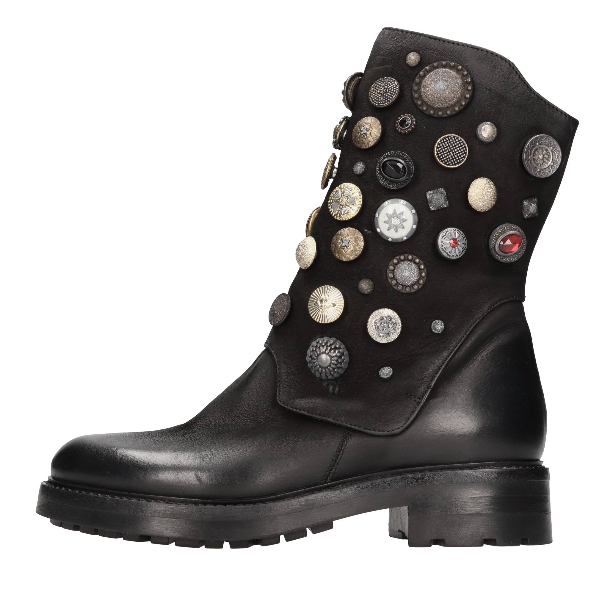 Leather biker ankle boots with jewel applications ELENA IACHI Ginevra calzature
